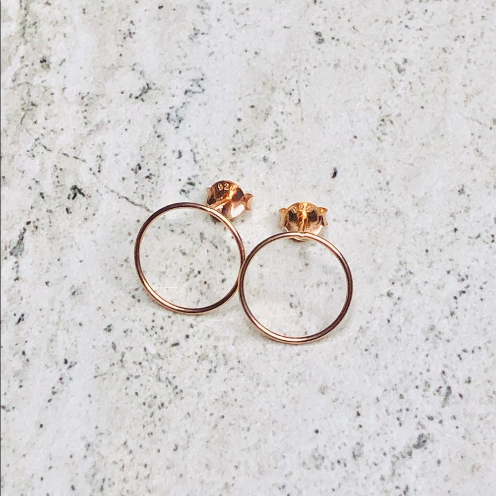 925 Sterling Silver Rose Gold Geometric Earrings